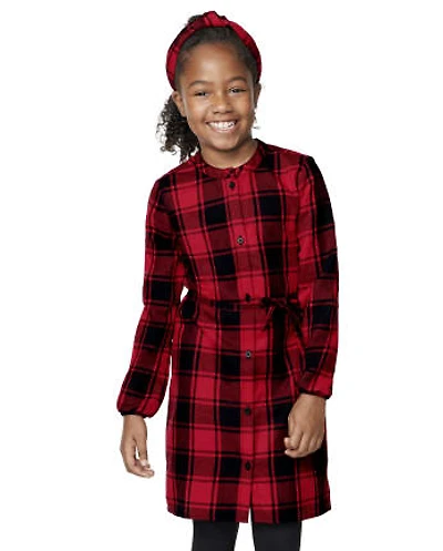 Girls Matching Family Buffalo Plaid Shirt Dress