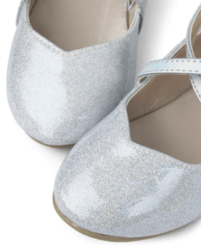 Ballerines scintillantes à bride croisée pour toute-petite fille