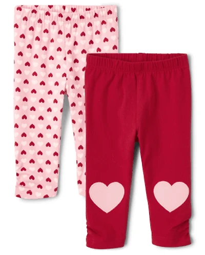 Lot de 2 leggings cœurs bébé fille