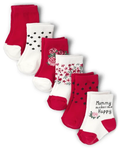 Baby Girls Floral Midi Socks 6-Pack