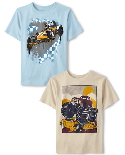 Boys Racecar Monster Truck Graphic tee 2-Pack