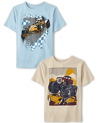 Boys Racecar Monster Truck Graphic tee 2-Pack