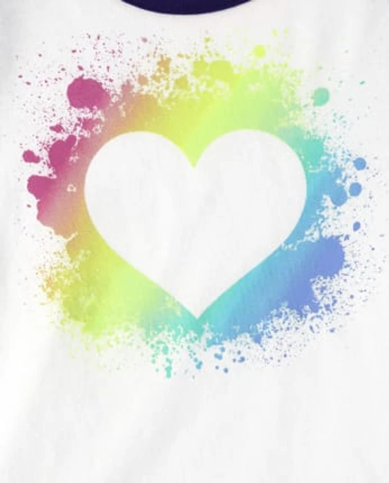 Girls Rainbow Heart Top