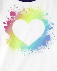 Girls Rainbow Heart Top