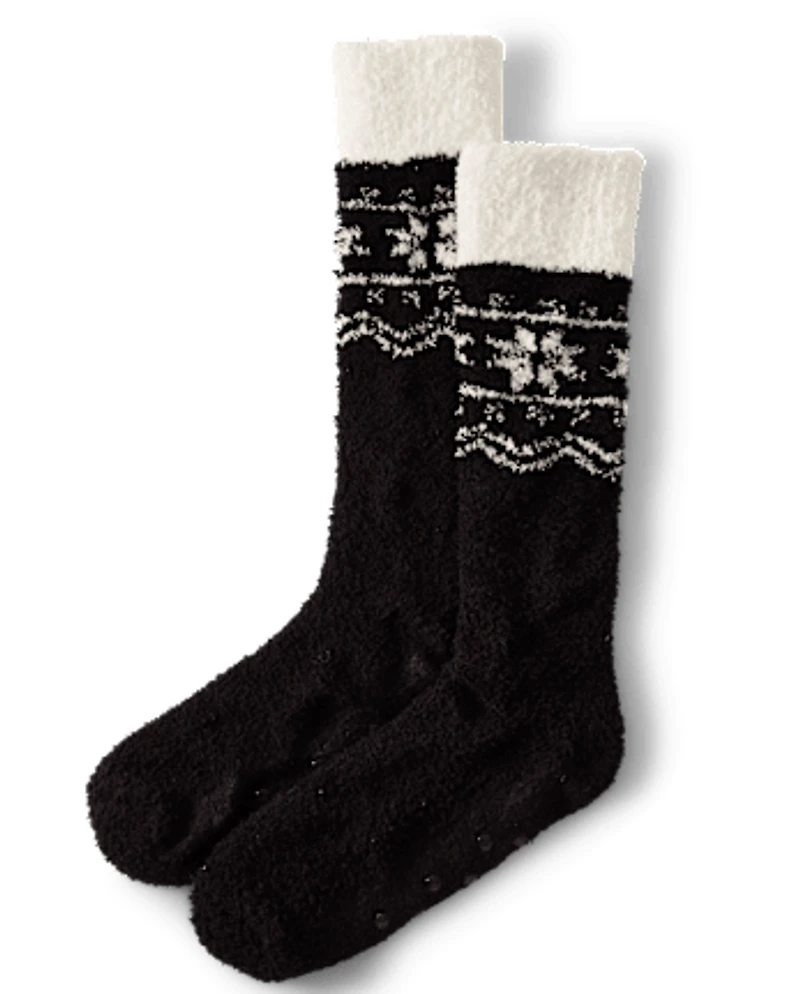 Womens Snowflake Fairisle Cozy Socks