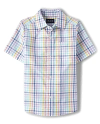 Boys Dad And Me Gingham Poplin Button Up Shirt