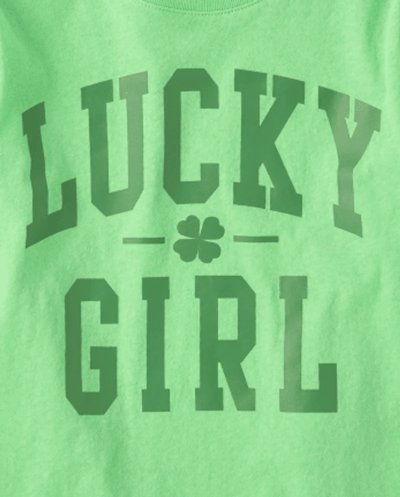 T-shirt graphique Lucky Girl assorti pour fille