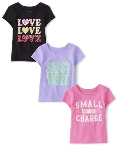 Baby And Toddler Girls Sassy Vibes Graphic Tee 3-Pack