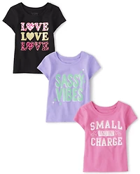 Baby And Toddler Girls Sassy Vibes Graphic Tee 3-Pack