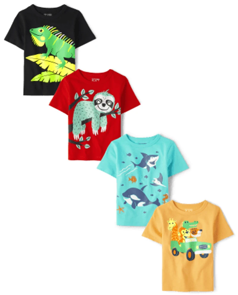Baby And Toddler Boys Animal Graphic Tee 4-Pack