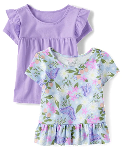 Toddler Girls Butterfly Top 2-Pack