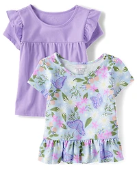 Toddler Girls Butterfly Top 2-Pack