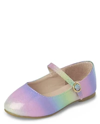 Toddler Girls Glitter Rainbow Ballet Flats