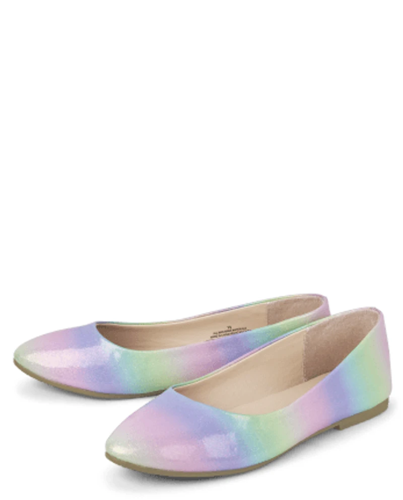 Girls Glitter Rainbow Ballet Flats