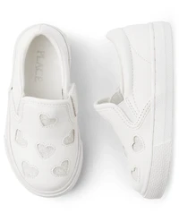 Toddler Girls Glitter Heart Slip On Sneakers