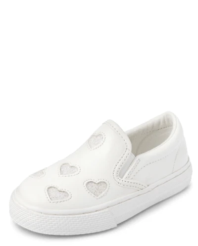Toddler Girls Glitter Heart Slip On Sneakers