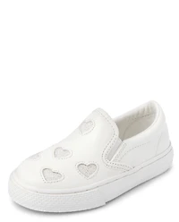 Toddler Girls Glitter Heart Slip On Sneakers