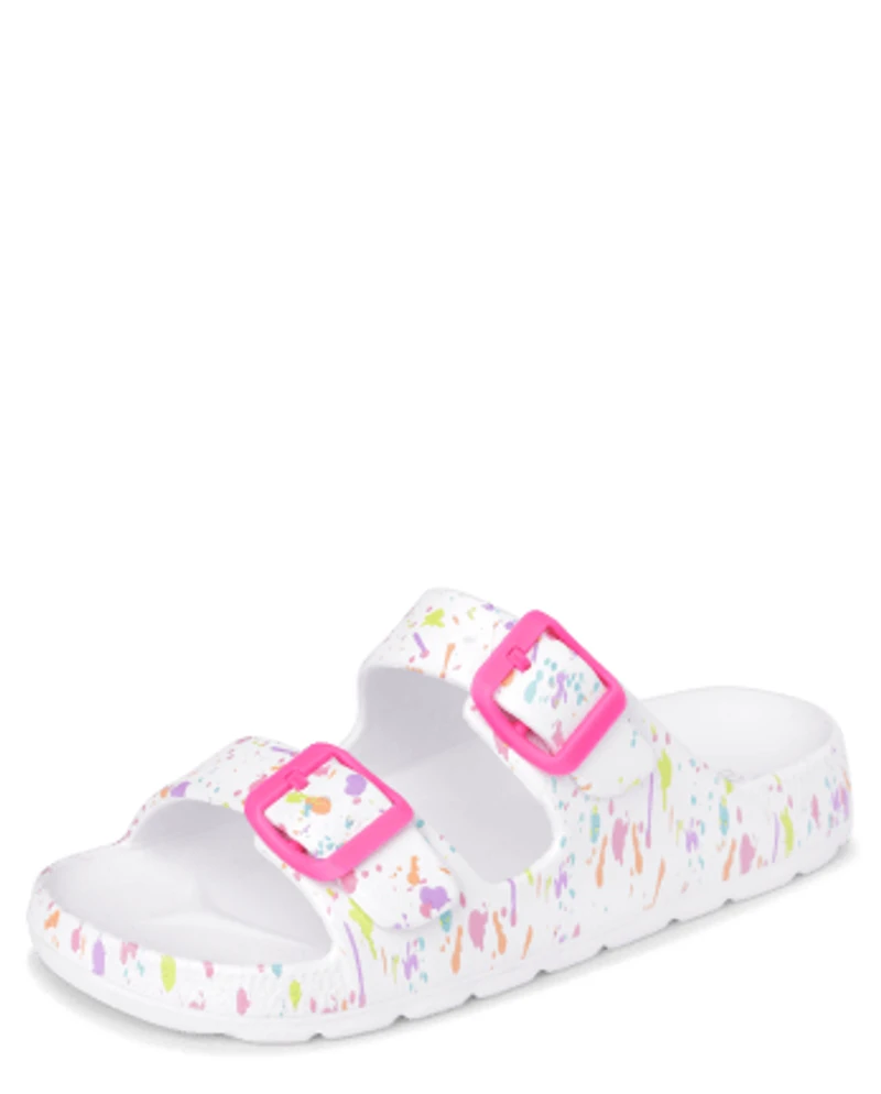 Girls  Paint Splatter Buckle Slides