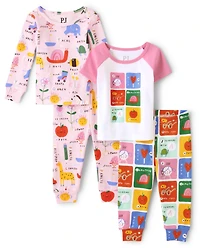 Baby And Toddler Girls Icon Snug Fit Cotton Pajamas 2-Pack
