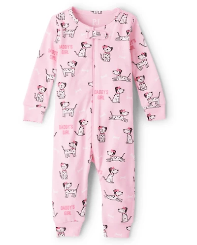 Baby And Toddler Girls Dog Snug Fit Cotton One Piece Pajamas