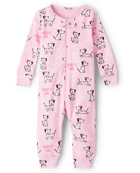 Baby And Toddler Girls Dog Snug Fit Cotton One Piece Pajamas