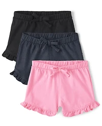 Baby Girls Ruffle Knit  Shorts 3-Pack