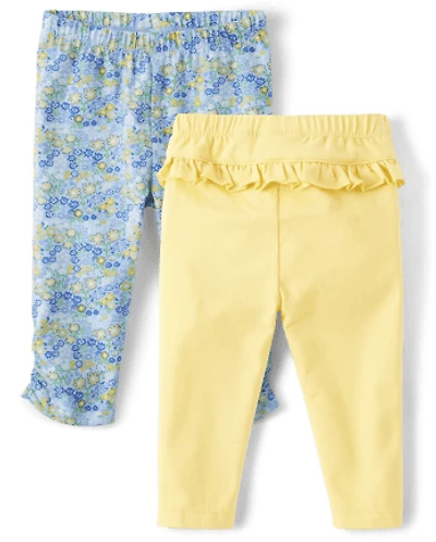 Lot de 2 pantalons à volants fleurs pour bébé fille