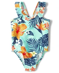 Baby Girls Matching Family Tropical One Piece Swimsuit