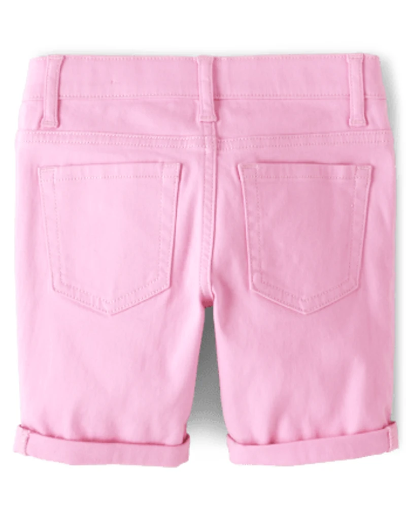 Girls Roll Cuff Twill Skimmer Shorts