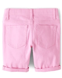 Girls Roll Cuff Twill Skimmer Shorts