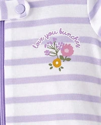 Baby And Toddler Girls Floral Snug Fit Cotton One Piece Pajamas 2-Pack