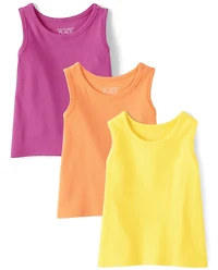 Toddler Girls Ribbed Tank Top 3-Pack