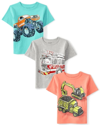 Baby And Toddler Boys Truck Graphic Tee 3-Pack