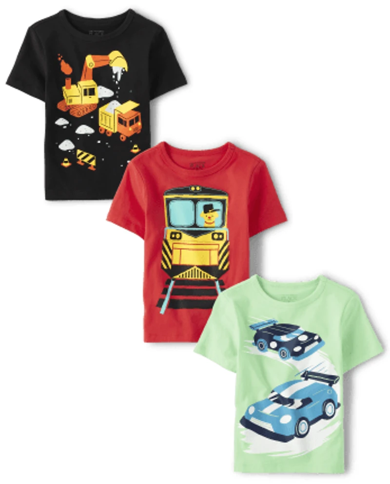 Baby And Toddler Boys Vehicle Graphic Tee 3-Pack