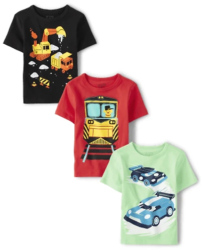 Baby And Toddler Boys Vehicle Graphic Tee 3-Pack