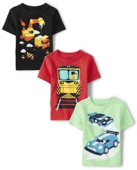 Baby And Toddler Boys Vehicle Graphic Tee 3-Pack