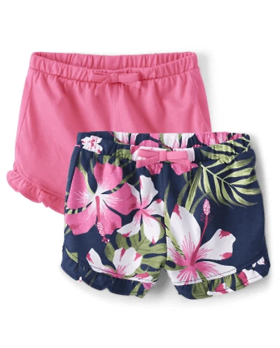 Lot de 2 shorts à volants tropicaux pour bébé fille