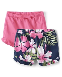 Lot de 2 shorts à volants tropicaux pour bébé fille