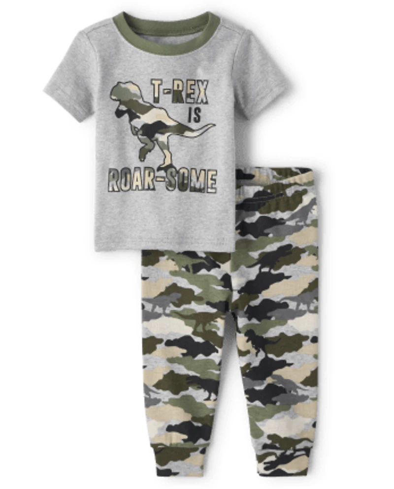 Baby And Toddler Boys T-Rex Is Roar-Some Snug Fit Cotton Pajamas