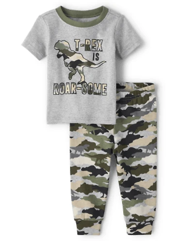 Baby And Toddler Boys T-Rex Is Roar-Some Snug Fit Cotton Pajamas