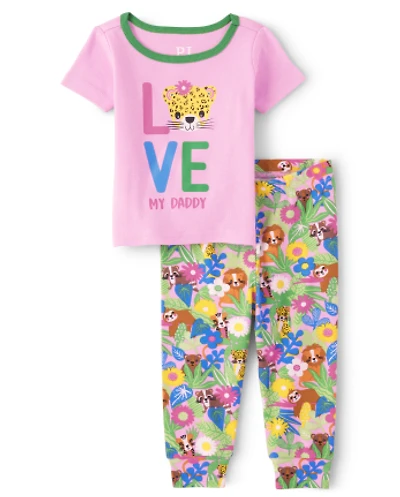 Pyjama en coton ajusté pour bébé et toute-petite fille Love My Family