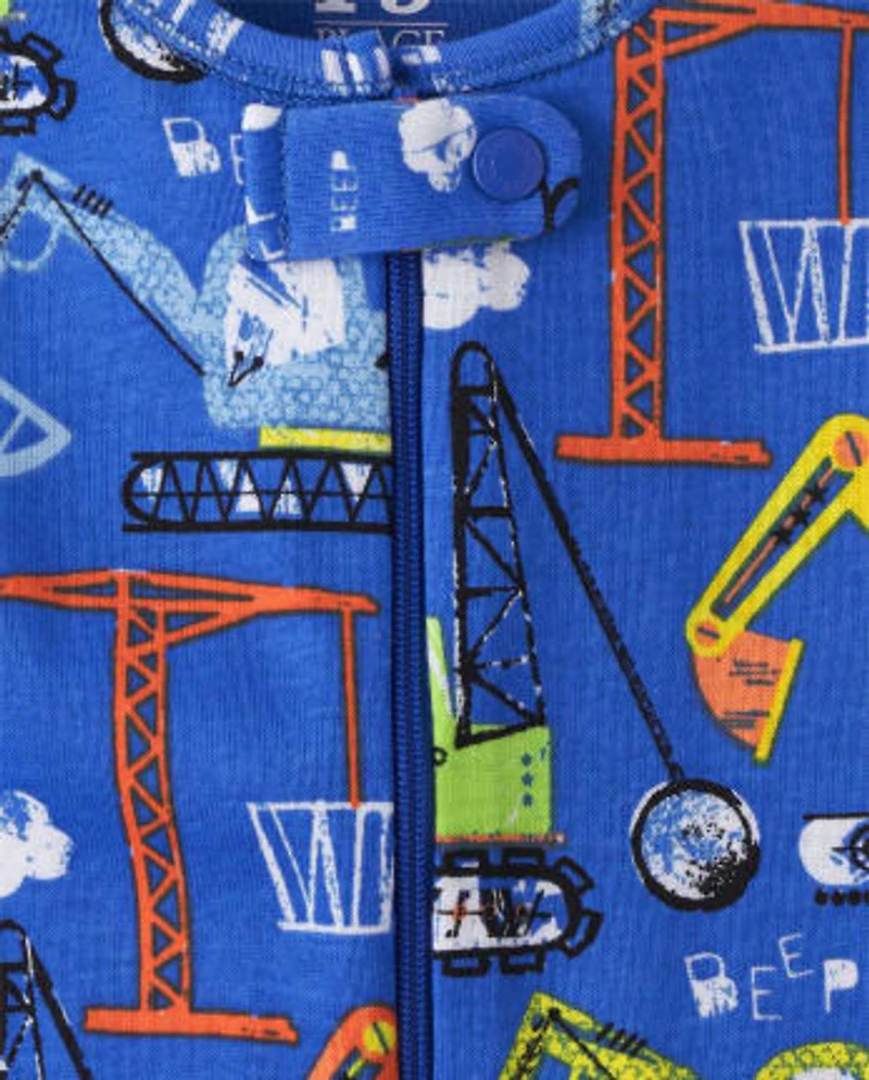 Baby And Toddler Boys Construction Snug Fit Cotton One Piece Pajamas