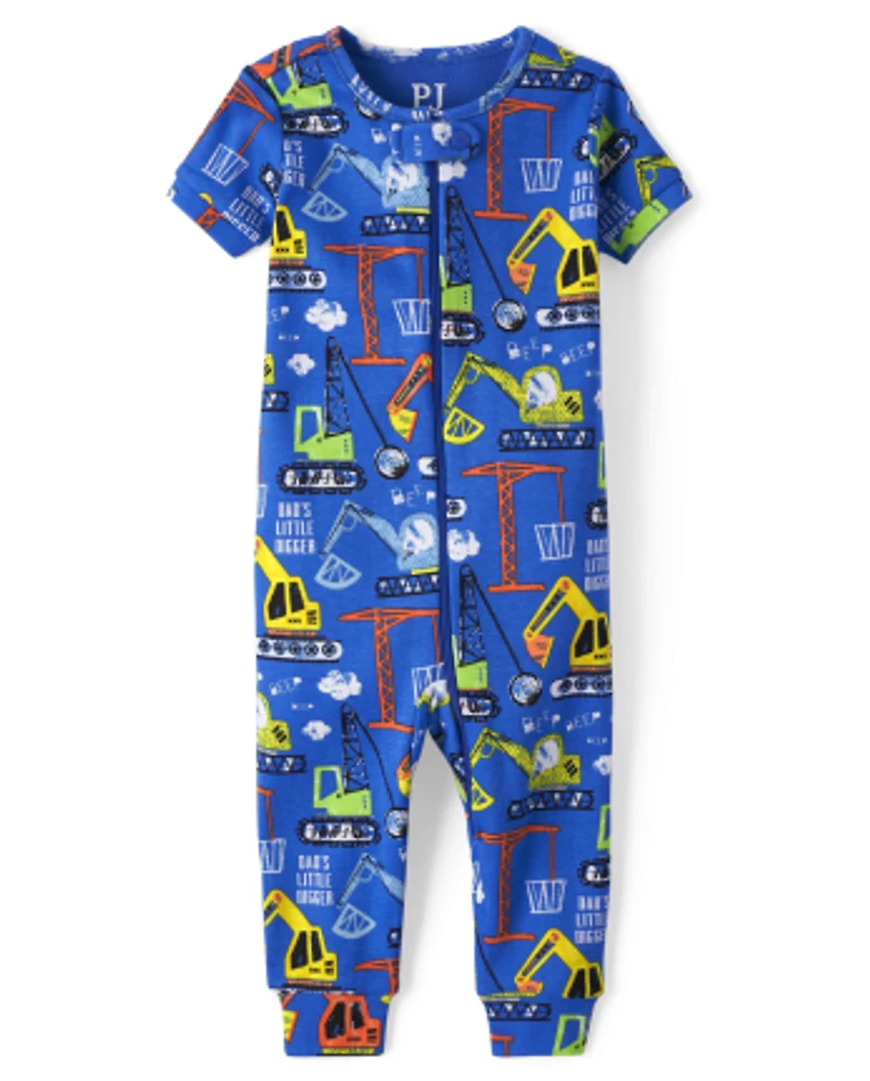 Baby And Toddler Boys Construction Snug Fit Cotton One Piece Pajamas