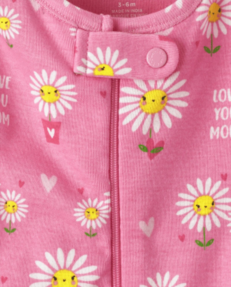 Baby And Toddler Girls Daisy Snug Fit Cotton One Piece Pajamas