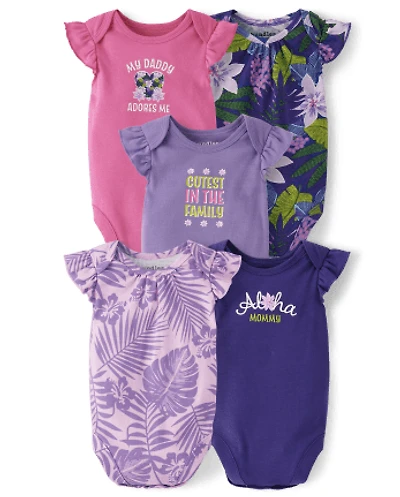 Baby Girls Aloha Mommy Bodysuit 5-Pack