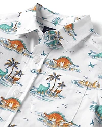 Baby And Toddler Boys Dino Poplin Button Up Shirt