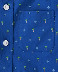 Baby And Toddler Boys Palm Tree Poplin Button Up Shirt