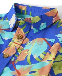 Baby And Toddler Boys Matching Family Tropical Poplin Button Up Shirt