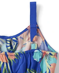 Girls Matching Family Tropical Tiered Dress