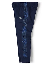 Boys Print Side Stripe Fleece Performance Jogger Pants